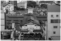 Ben Thanh covered market from above. Ho Chi Minh City, Vietnam ( black and white)