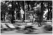Traffic blur. Ho Chi Minh City, Vietnam (black and white)