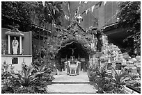 Grotto near Jeanne D'Arc Church, district 5. Ho Chi Minh City, Vietnam ( black and white)