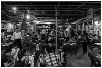 Popular restaurant. Ho Chi Minh City, Vietnam (black and white)