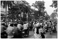 Busy street. Ho Chi Minh City, Vietnam (black and white)