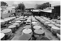 Fish sauce factory. Mui Ne, Vietnam (black and white)