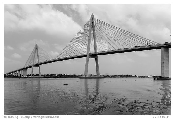 Suspension bridge across the Mekong River. My Tho, Vietnam
