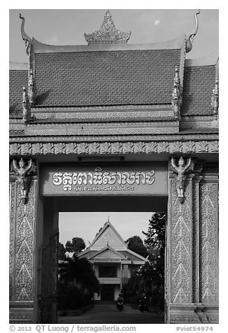 Khmer-style Ong Met Pagoda. Tra Vinh, Vietnam (black and white)