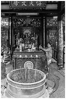 Quan Cong altar in Ong Chinese Pagoda. Tra Vinh, Vietnam ( black and white)