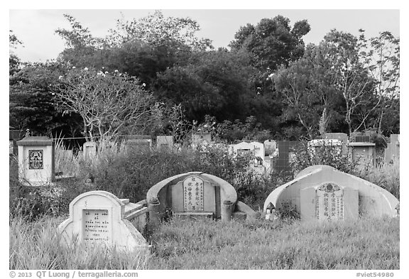 Tombs. Tra Vinh, Vietnam (black and white)