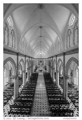Church nave. Tra Vinh, Vietnam (black and white)