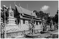 Hang Pagoda in Khmer style. Tra Vinh, Vietnam ( black and white)