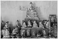 Buddha statues, Hang Pagoda. Tra Vinh, Vietnam ( black and white)
