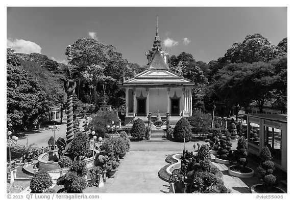 Hang Pagoda and grounds. Tra Vinh, Vietnam (black and white)