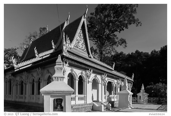 Ang Pagoda in Khmer style. Tra Vinh, Vietnam (black and white)