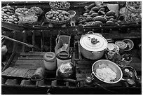 Boat with pho noodles, Phung Diem. Can Tho, Vietnam (black and white)