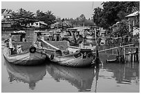 Boats loaded with bricks. Can Tho, Vietnam ( black and white)