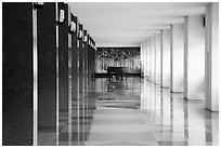 Corridor, piano, and reflections, Reunification Palace. Ho Chi Minh City, Vietnam ( black and white)