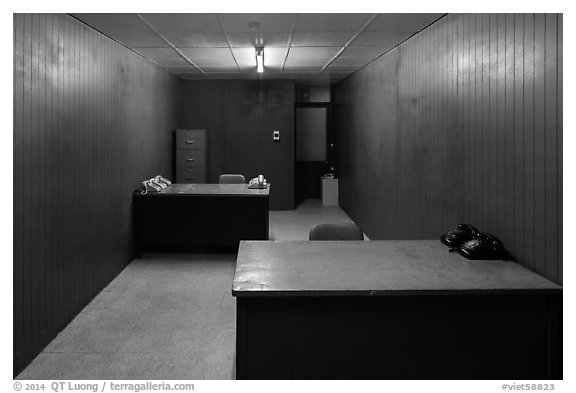 Military communications room, Independence Palace. Ho Chi Minh City, Vietnam (black and white)