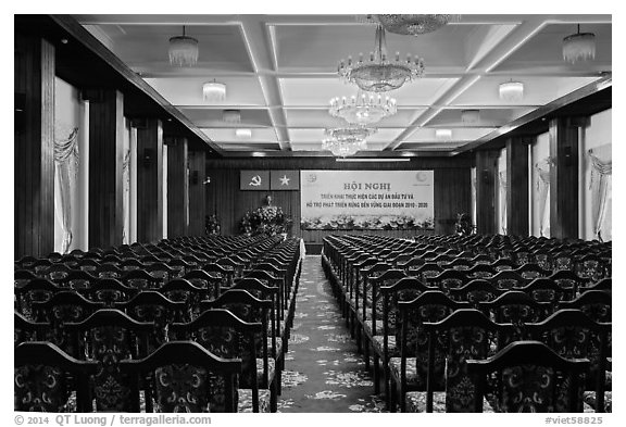 Conference Hall, Reunification Palace. Ho Chi Minh City, Vietnam (black and white)