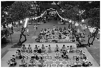 Worshippers from above, Viet Nam Quoc Tu pagoda, District 10. Ho Chi Minh City, Vietnam ( black and white)