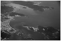 Aerial view of Nha Trang and Nha Trang Bay. Vietnam ( black and white)