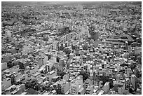 Aerial view of multi-story buidings. Ho Chi Minh City, Vietnam ( black and white)