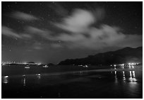 An Hai Beach and pier at night, Con Son. Con Dao Islands, Vietnam ( black and white)