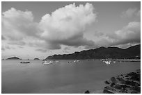 Harbor at dawn, Con Son. Con Dao Islands, Vietnam ( black and white)