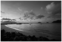 Harbor and Con Son Bay before sunrise. Con Dao Islands, Vietnam ( black and white)