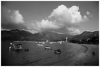 Con Son harbor and hills. Con Dao Islands, Vietnam ( black and white)