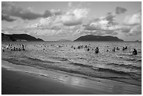 Popular main beach, Con Son. Con Dao Islands, Vietnam ( black and white)