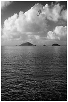 Con Son Bay with islets and clouds. Con Dao Islands, Vietnam ( black and white)
