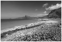 Coastline with turquoise water. Con Dao Islands, Vietnam ( black and white)