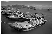 Ben Dam fishing harbor. Con Dao Islands, Vietnam ( black and white)