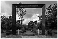 Monumental gate to Hang Duong Cemetery. Con Dao Islands, Vietnam ( black and white)