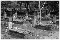 Unmarked graves, Hang Duong Cemetery. Con Dao Islands, Vietnam ( black and white)