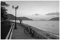 Calm evening on seafront promenade, Con Son. Con Dao Islands, Vietnam ( black and white)