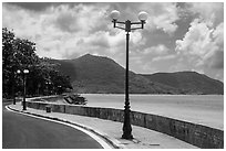 Seafront promenade, Con Son. Con Dao Islands, Vietnam ( black and white)