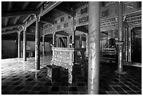 Main room of the temple inside the Minh Mang Mausoleum. Hue, Vietnam ( black and white)