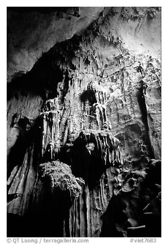 Cave formations, Tam Thanh Cave. Lang Son, Northest Vietnam (black and white)