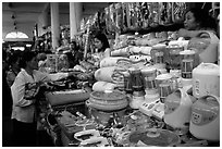Dong Kinh Market, with its goods imported from nearby China. Lang Son, Northest Vietnam (black and white)