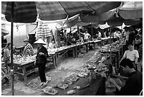 Meat for sale, That Khe market. Northest Vietnam ( black and white)