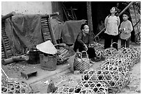 Live poultry for sale, That Khe market. Northest Vietnam ( black and white)