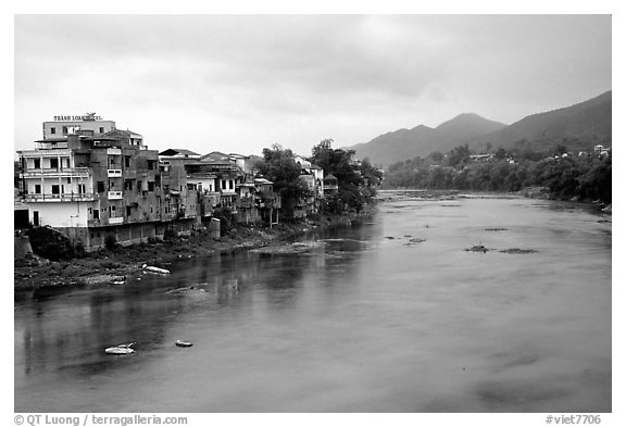 Bang Gian River in Cao Bang. Northeast Vietnam (black and white)