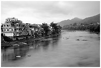 Bang Gian River in Cao Bang. Northeast Vietnam ( black and white)