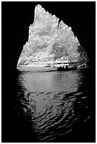 The Nang River passes through a cave. Northeast Vietnam ( black and white)