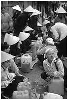 Alcohol stand, Cho Ra Market. Northeast Vietnam ( black and white)