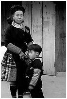 Woman and child of Hmong ethnicity, near Moc Chau. Northwest Vietnam ( black and white)