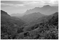 Lush mountain scenery between Moc Chau and Yeu Chau. Northwest Vietnam ( black and white)