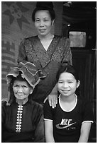 Three generations of thai women, near Son La. Northwest Vietnam ( black and white)