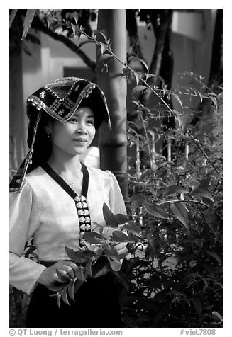 Young Thai woman in traditional dress, Son La. Northwest Vietnam
