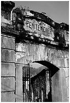 Door of the infamous colonial  prison, Son La. Northwest Vietnam (black and white)