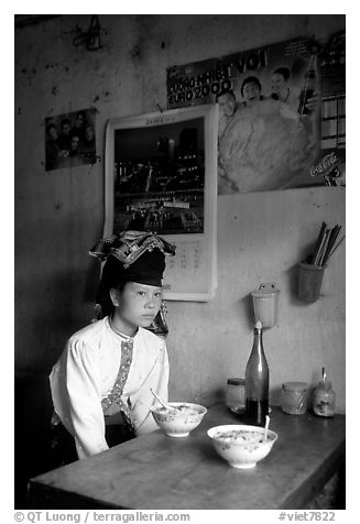 Thai woman in a restaurant, Tuan Chau. Northwest Vietnam